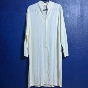 Tianello Cream Button-Up Duster Jacket